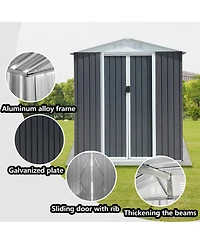 Mondawe 6FTx4FT Aluminum Alloy Frame Outdoor Storage Sheds With Sloping Roof,Sliding Door