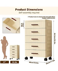 gaomon Plastic Storage Drawer Cart for Home Organization, Beige/Khaki