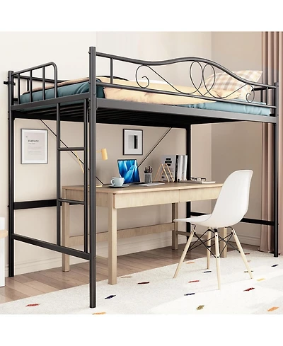 gaomon Loft Bed Twin with Removable Ladder & Full Safety Guardrail, Heavy-Duty Metal Frame 400 Lbs Weight Capacity, No Box
