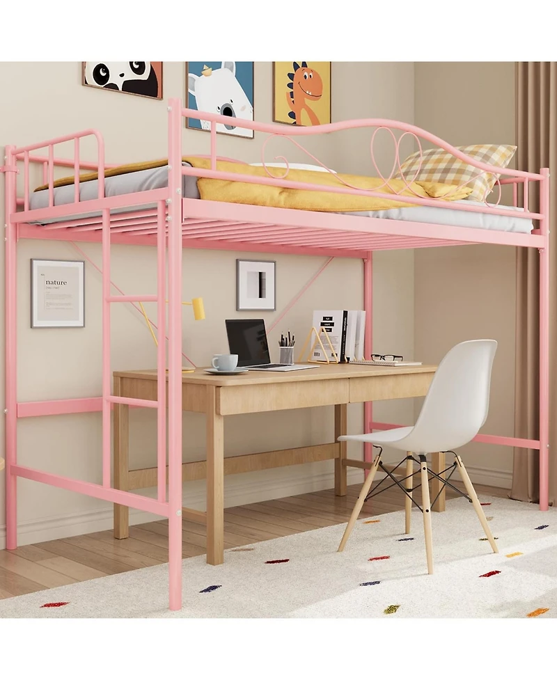 gaomon Loft Bed Twin with Removable Ladder & Full Safety Guardrail, Heavy-Duty Metal Frame 400 Lbs Weight Capacity, No Box