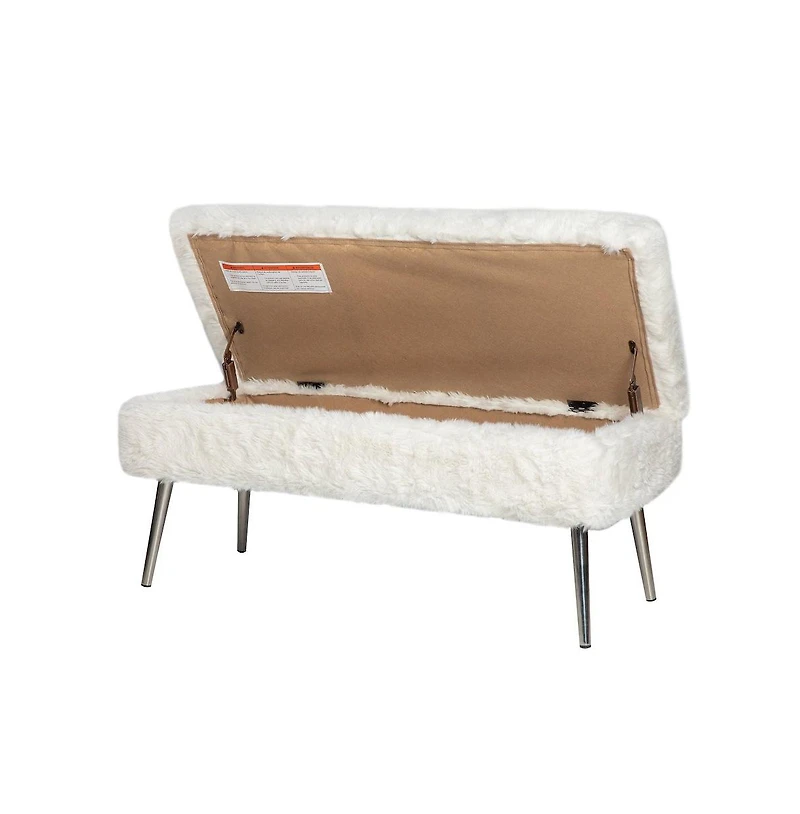 Jofran Huggy Luxury Plush Faux Fur Upholstered Storage Bench