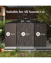 Costway 10 x 14 Ft Outdoor Storage Shed with Improved Windproof Metal Structure 4 Vents