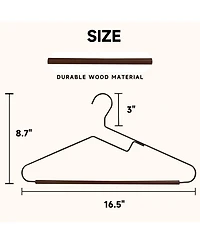 BP4U 36-Pack S-Shaped Opening Metal Hangers with Wooden Pants Bar, Wire Beech Wood Trouser Bar for Sweaters, Jackets, Jeans, T-Shirts