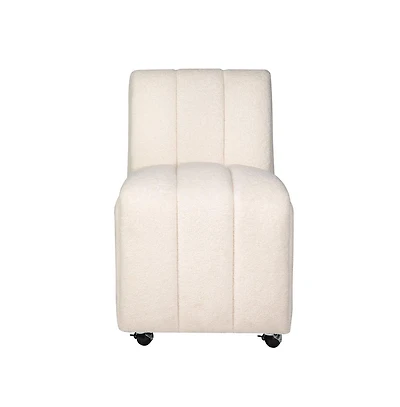 Jofran Tess Contemporary Modern Ivory Boucle Upholstered Dining Chair