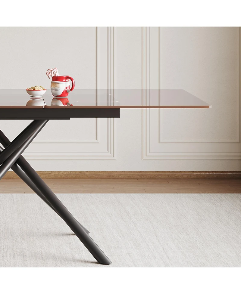 Streamdale Furniture Modern Expandable Dining Table with Retractable Leaf, Glass Top (7-59 chars)