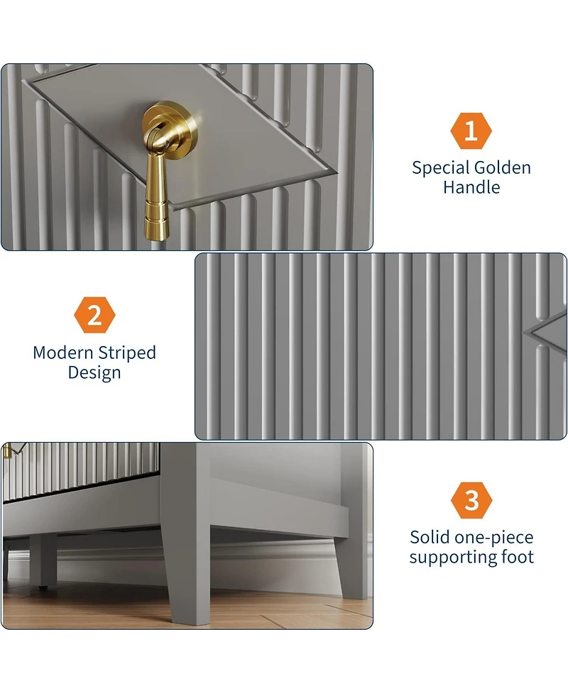 gaomon 47" Wide Fluted Dresser, 6 Drawer Modern Wood Storage Chest for Bedroom or Living Room