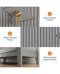 gaomon 47" Wide Fluted Dresser, 6 Drawer Modern Wood Storage Chest for Bedroom or Living Room