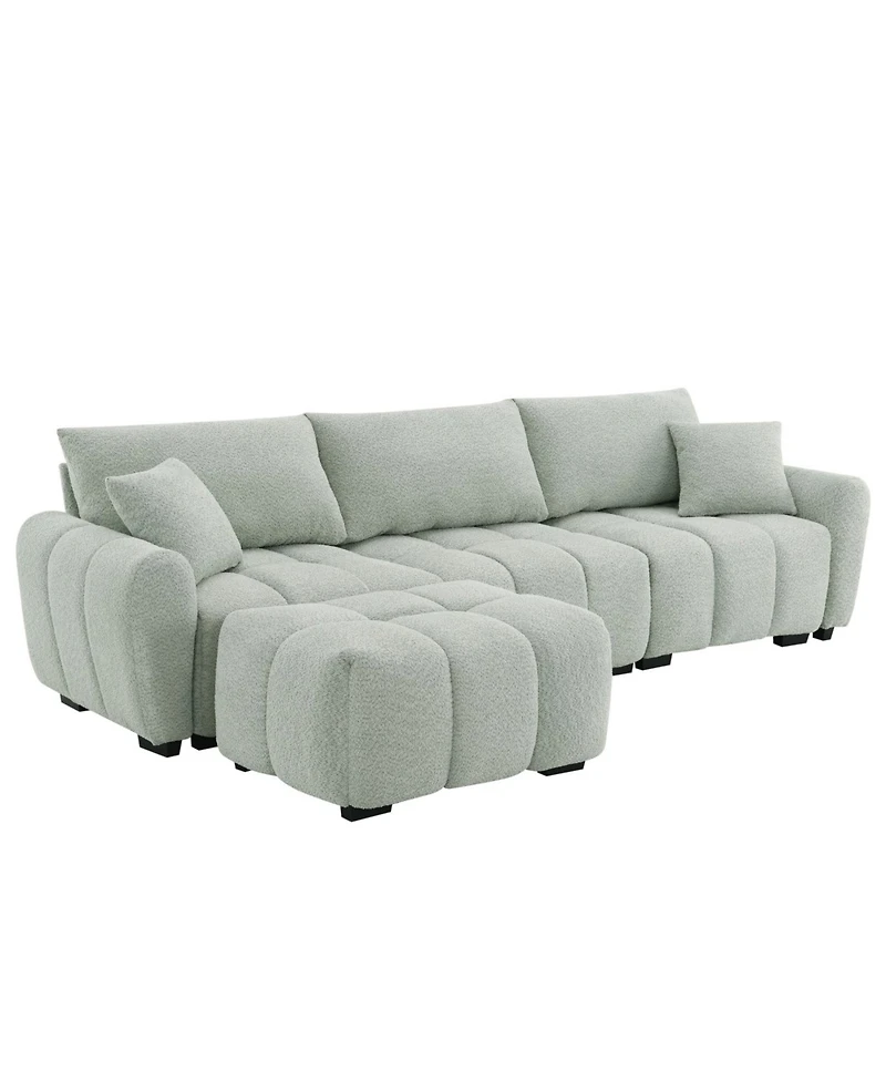 Streamdale Furniture 110" Modular Sectional Sofa, L-Shape, Extra-Large Seat, Movable Ottoman, Boucle Fabric