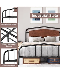 gaomon Full Size Platform Bed Frame with storage, wooden headboard, heavy-duty metal frame, noise-free, no box spring, easy assembly