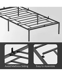 Gaomon 14 Inch Twin Bed Frame No Box Spring Needed, Heavy Duty Metal Platform Bed Frame Twin Size for Bedroom Easy Assembly, Noise Free, Black, Tiwn
