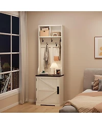 gaomon Farmhouse 3-in-1 Hall Tree with Shoe Storage Bench & Hooks for Entryway