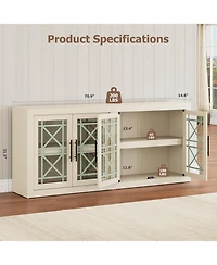 gaomon Buffet Sideboard Cabinet with Storage, Modern Coffee Bar Cabinet with 4 Glass Doors