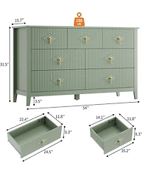 gaomon 54" Wide Fluted Dresser, 7 Drawer Modern Wood Storage Chest for Bedroom