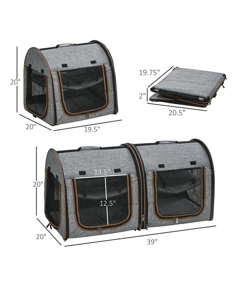 Zeus & Ruta Travel Cat Crate Portable Soft-Sided Cat Carrier Bag