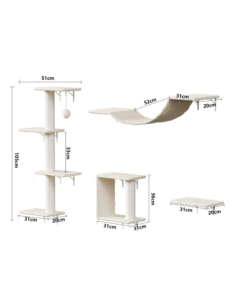 Zeus & Ruta Modern Wall-Mounted Cat Furniture 4pcs