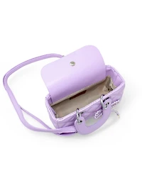 Zomi Gems Girls Quilted Rectangle Bow Charm Handbag, Purple