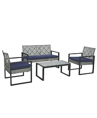Streamdale Furniture 4-Piece Gray Acacia Wood Patio Furniture Set with Cushions