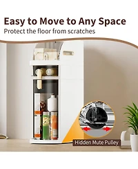 gaomon 2-Tier Narrow Bathroom Storage Cabinet, Slim Rolling Organizer with Drawers & Wheels