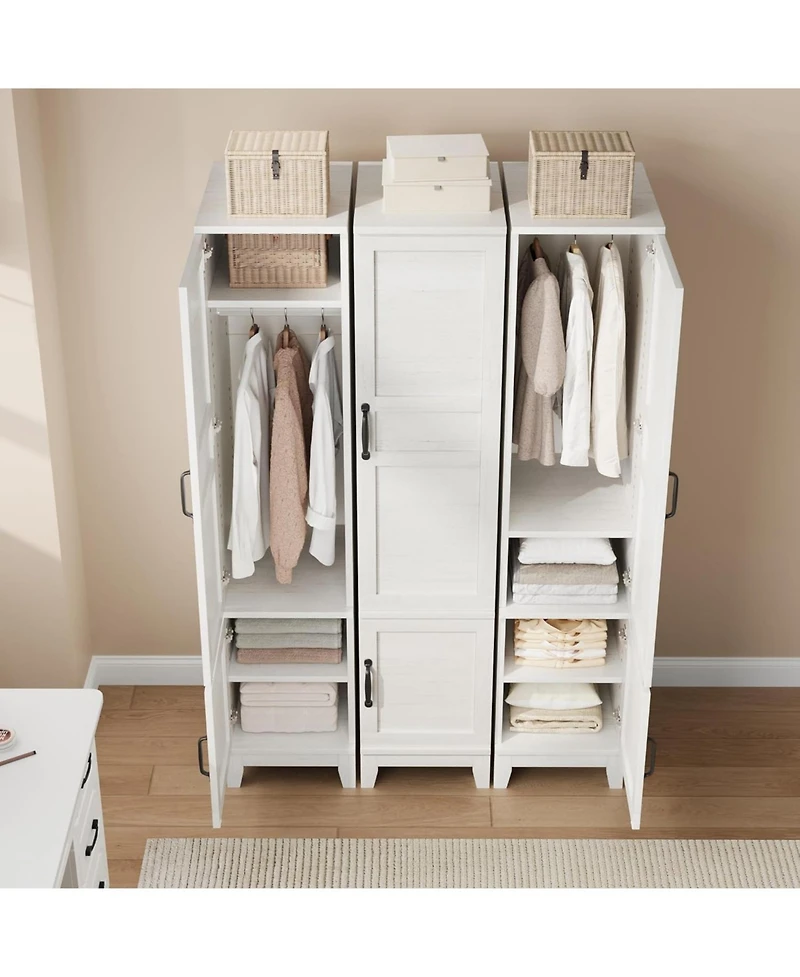 gaomon 72" Narrow Armoire Wardrobe Closet with Doors, Adjustable Shelves & Hanging Rod for Bedroom, White