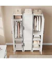 gaomon 72" Narrow Armoire Wardrobe Closet with Doors, Adjustable Shelves & Hanging Rod for Bedroom, White