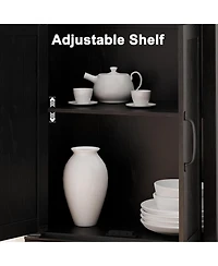 gaomon Farmhouse Bookcase with Doors, 5-Tier 70" Tall Bookshelf with Storage Cabinet for Living Room