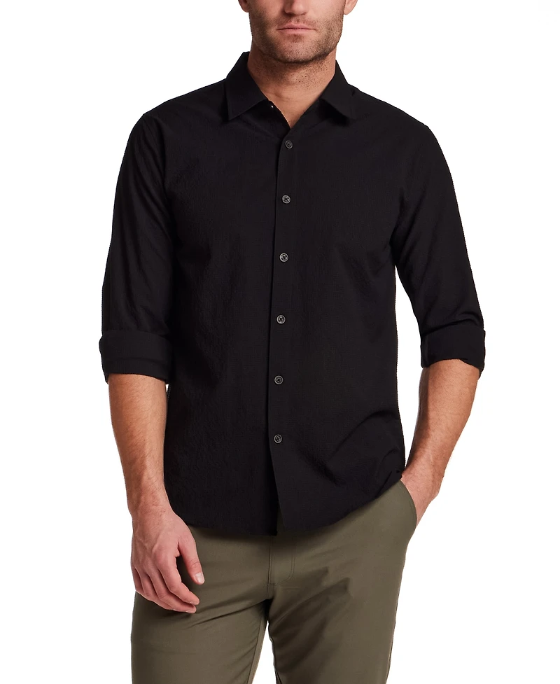 Vintage & Black Men's Long-Sleeve Mini Seersucker Shirt