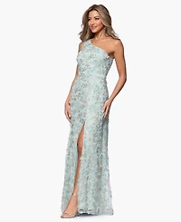 Xscape Women's Embellished One-Shoulder Side-Slit Gown