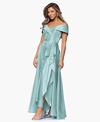 Xscape Women's Sweetheart Neck Off-The-Shoulder Ruffle Long Dress