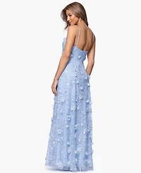 Xscape Women's 3D Sequin Halter Neck Ball Gown