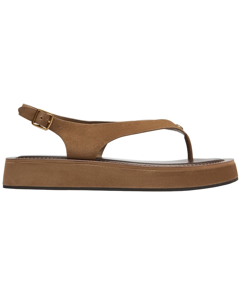 Coach Women's Sculpted C Platform Suede Round Toe Thong Sandals