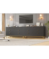 gaomon Modern Dresser for Bedroom, 53.5" Wide 7-Drawer Organizer with Golden Metal Handles and Legs, Stylish Chest of Drawers Living Room