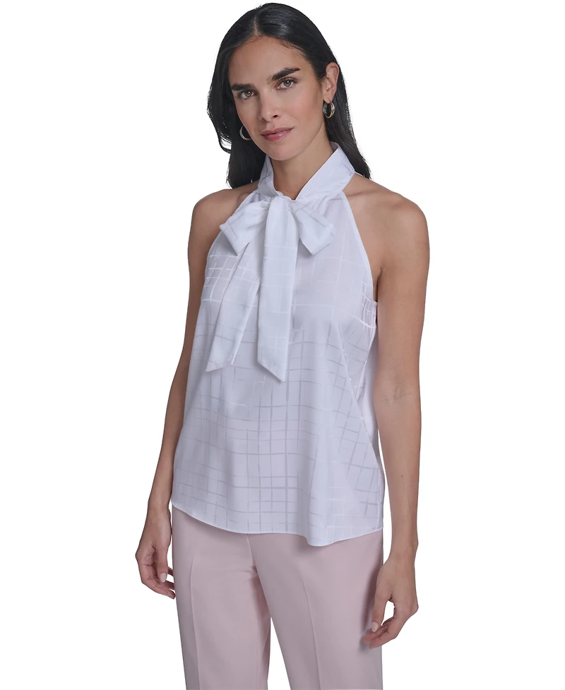 Calvin Klein Women's Sleeveless Tie Neck Blouse