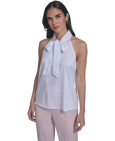 Calvin Klein Women's Sleeveless Tie Neck Blouse