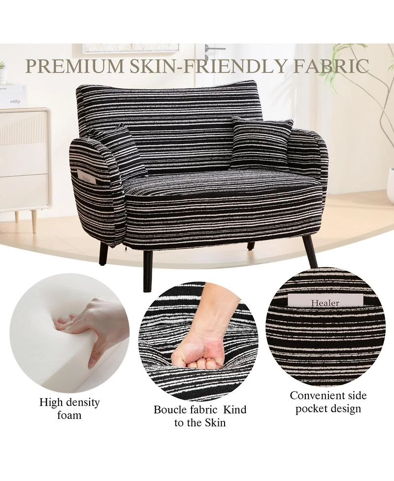 Streamdale Furniture Modern two-seater sofa with armrests, pillows, and storage pockets