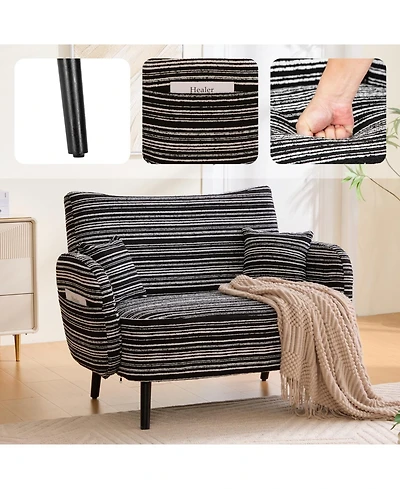 Streamdale Furniture Modern two-seater sofa with armrests, pillows, and storage pockets