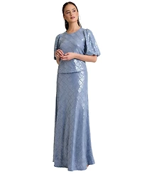 Muse Women's Crew Neck Bubble Short-Sleeve Top