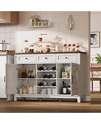 gaomon 53.5" Farmhouse Buffet Cabinet with Storage, Sideboard with Drawers and Reversible Wine Rack