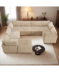 Xizzi 128''×96'' Modular Sectional Sofa , 8-Piece U-Shaped Deep Seat Cloud Couch with Chaise Ottoman