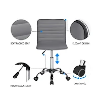 Yaheetech Pu Leather Low Back Swivel Armless Office Chair