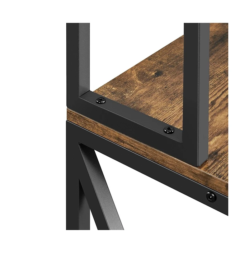 Yaheetech 64.5"H 6-Tier Metal & Particleboard Wine Rack, 10 Hooks, Power Outlets, Adjustable Feet Rustic Baker s Rack