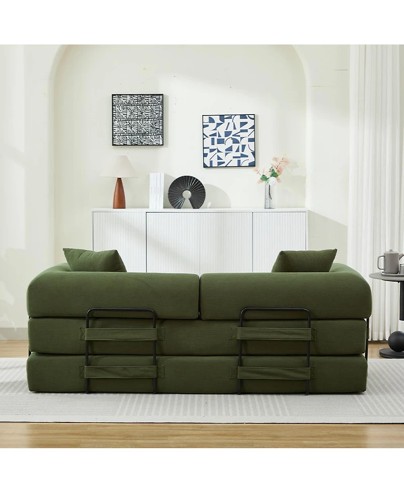 Streamdale Furniture Folding Sofa Bed, 78.5" Convertible Couch with 2 Pillows, Fold Out Mattress