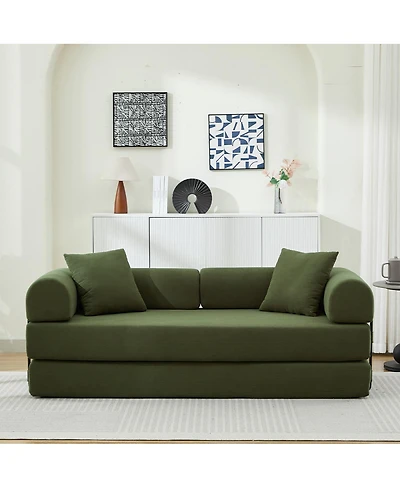 Streamdale Furniture Folding Sofa Bed, 78.5" Convertible Couch with 2 Pillows, Fold Out Mattress