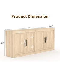 gaomon 70.8" Sideboard Buffet Cabinet with 4 Doors, Farmhouse Modern Coffee Bar Credenza