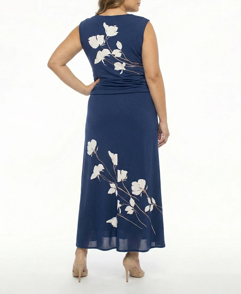 Taylor Plus Cap-Sleeve Printed Dress