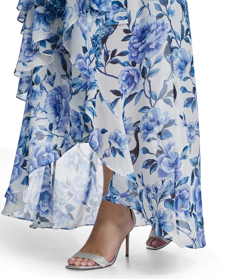 Eliza J Plus Flutter Sleeve Ruffle Maxi Dress
