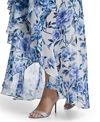 Eliza J Plus Flutter Sleeve Ruffle Maxi Dress
