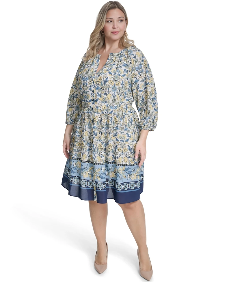 Jessica Howard Plus Tiered V-Neck Dress