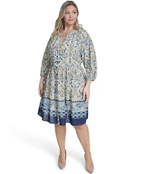 Jessica Howard Plus Tiered V-Neck Dress