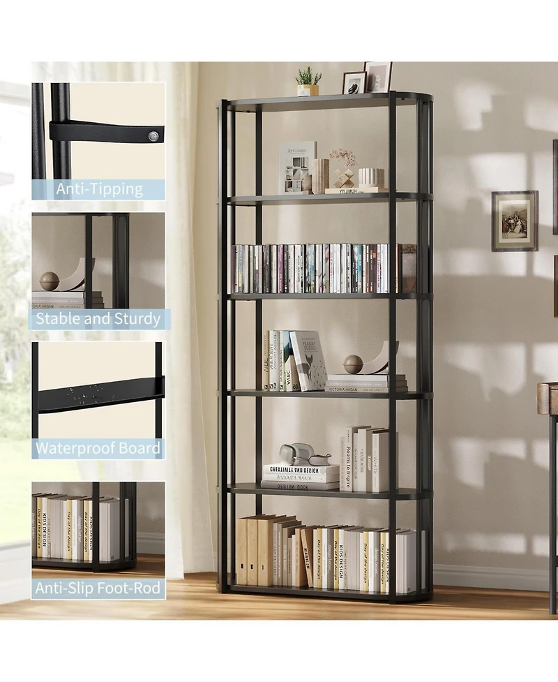 gaomon 6-Tier Wooden Bookshelf