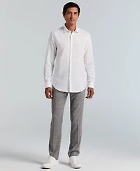 Perry Ellis Men's Untuck Geo Dot Print Spread Collar Long-Sleeve Shirt